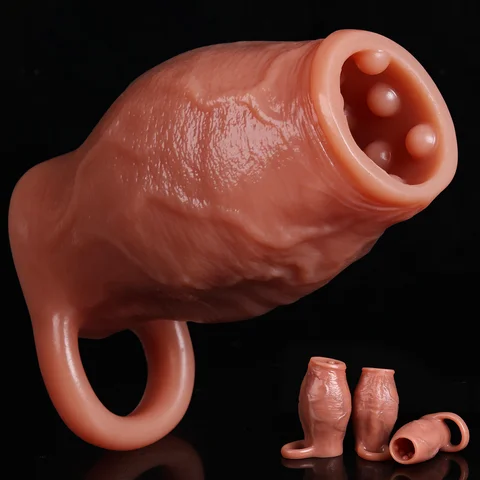 Penis Ring Enlargement Lock Sperm Dick Sleeve Men Sex Toy Enlarged and Thicken Cock Sleeve Soft Silicone Male Adult Sexy Toys