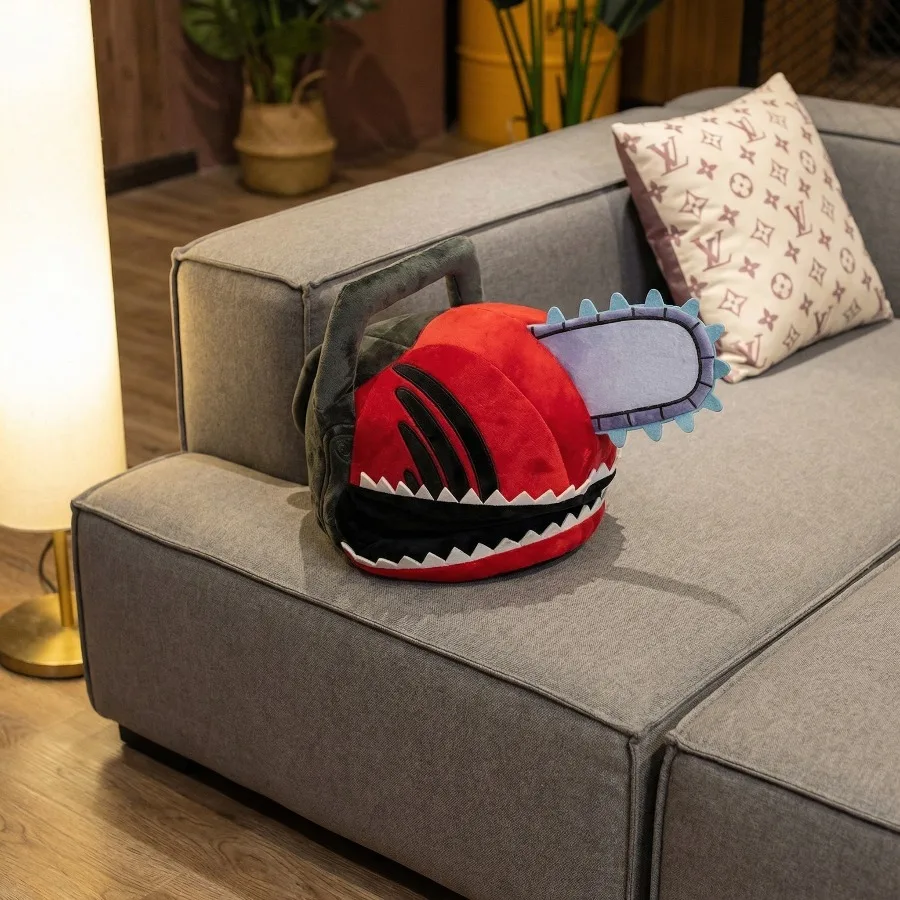 Denji Headgear Plush Toy Cosplay Helmet Prop Anime Chainsaw Man Stuffed Doll Cute Hat Decorative Pochita Custom Mask Toy Gift