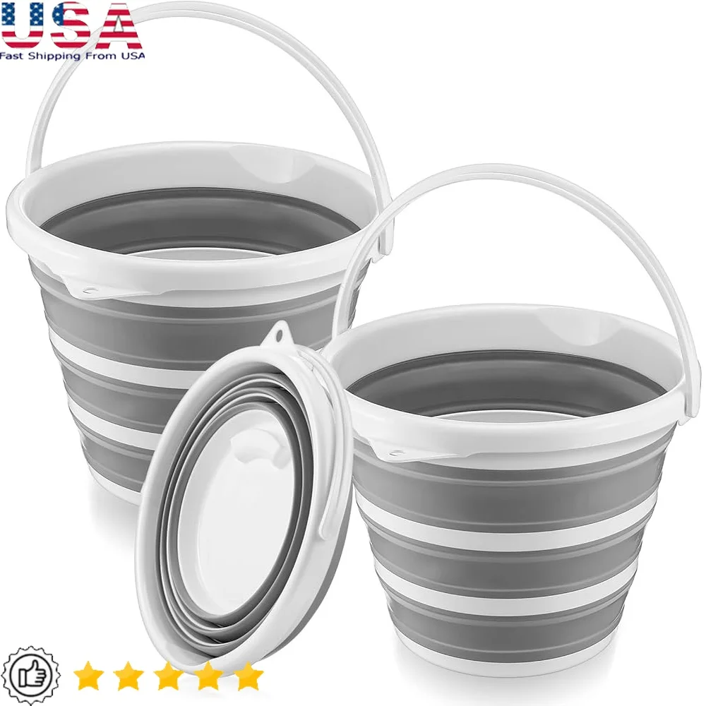 

2 упаковки складных ведра портативные 10 л многоцелевые незаменимые для кемпинга, рыбалки, мойки автомобилей, хранения в саду, прочный, легко чистится