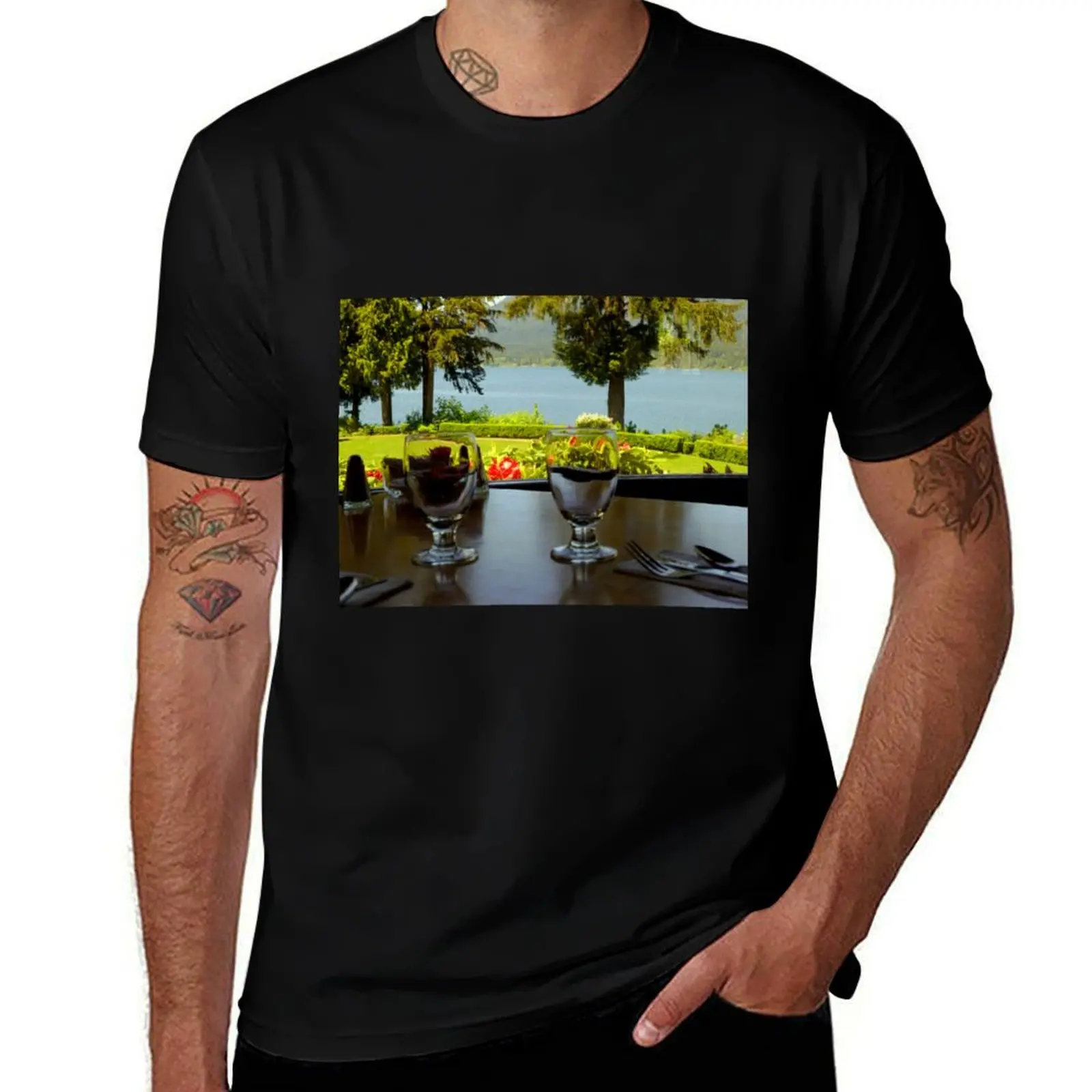 Table For Two at Lake Quinault Lodge T-Shirt t shirt men 100% cotton luxury brand T-Shirt
