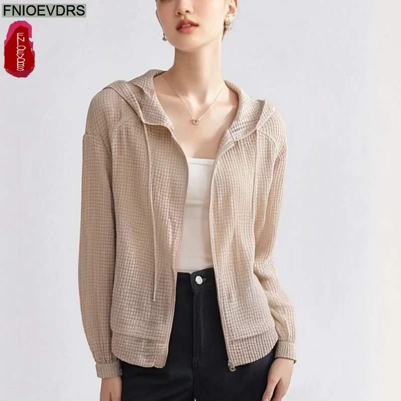 

Фея, тонкие пальто, верхняя одежда, осенне-весеннее женское повседневное свободное пальто с длинным рукавом и капюшоном, клетчатое короткое пальто, куртки