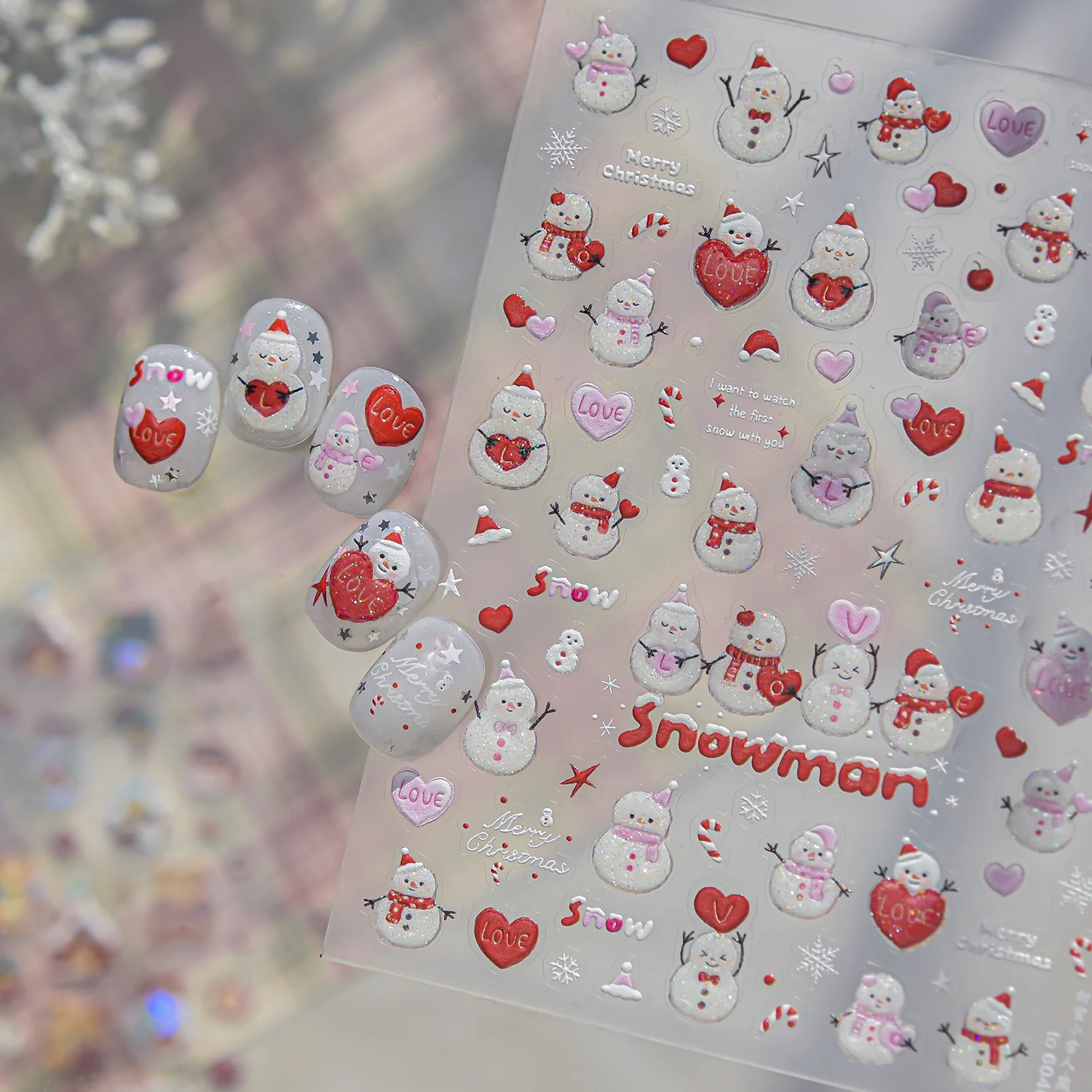 Nail Art Xmas Stickers - Блестящие 5D наклейки для ногтей с