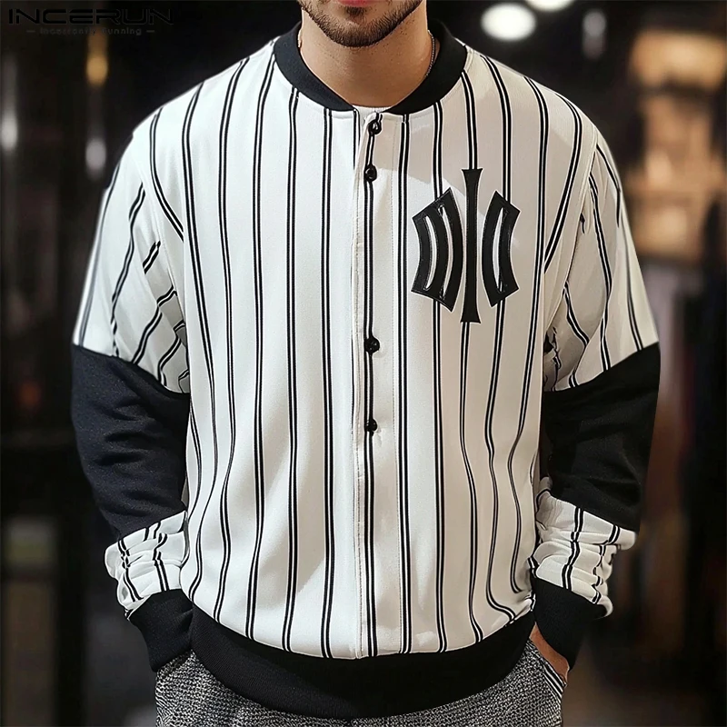 INCERUN-Chemise à Manches sulfpour Homme, Col Rond, Simple