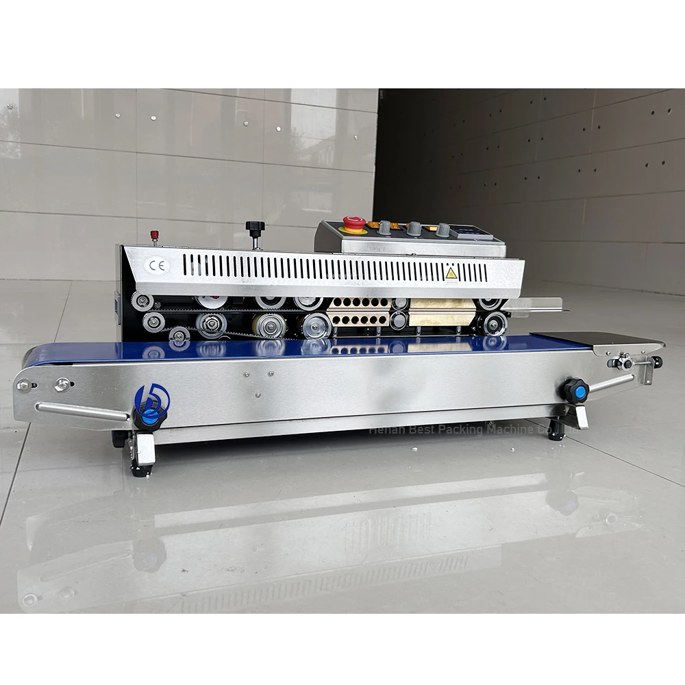 Heat Plastic Bag Oil Food Pouch Packing Mechanical Automatic Continuous Band Sealer Sealing Machine