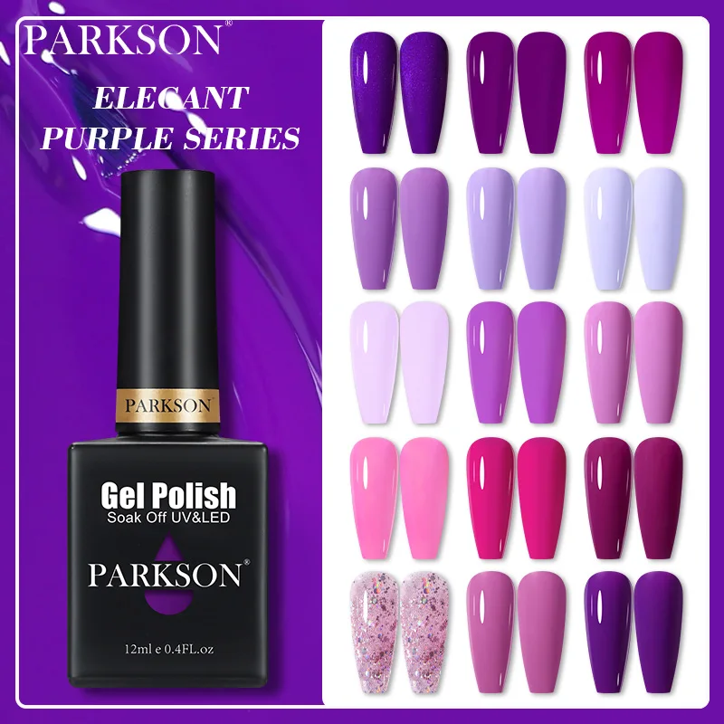 Parkson série roxa unha gel polonês embeber fora uv led semi permanente cor gel diy verniz gel base casaco superior gel da arte do prego