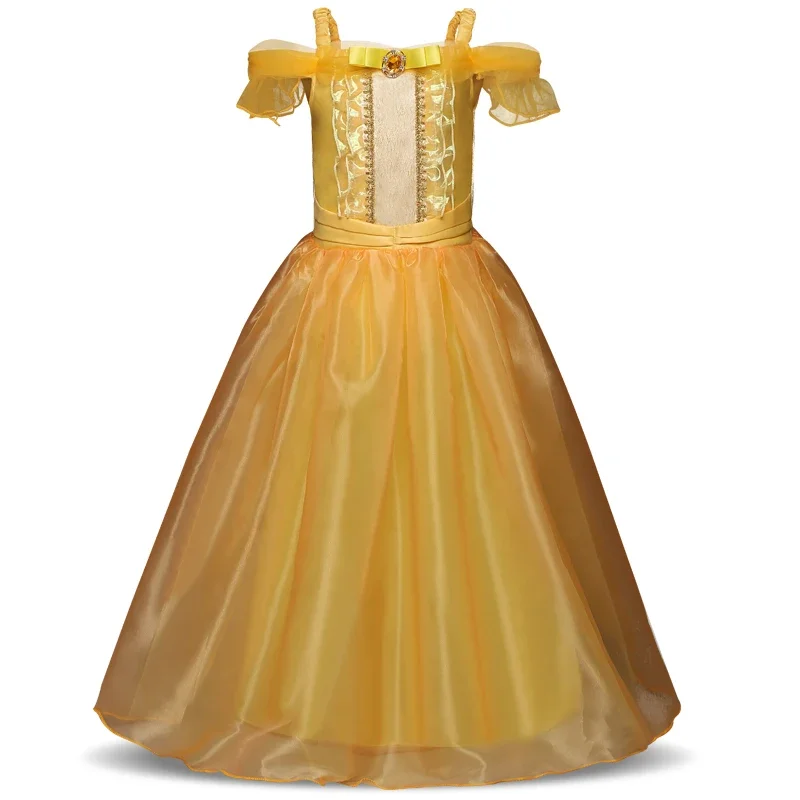 Girls Belle Princess Dress Children Snow White Elsa Cosplay Costume Kids Beauty and The Beast Halloween Carnival Party Outfit