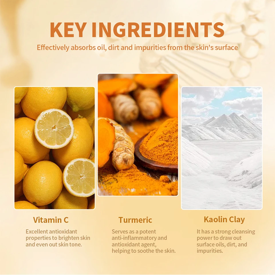 Turmeric Infused Cleansing Clay Mask Mild Deep Purify Skin Non Dry Non Tight Comfort Texture Daily Refreshing Facial Mud Mask