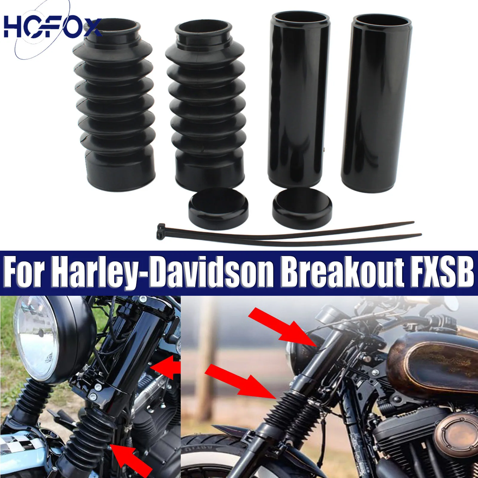 

Front Fork Cover Motorcycle Gaiters Boot Shock Dust Cover Protector For Harley-Davidson Breakout FXSB 2013 -2017