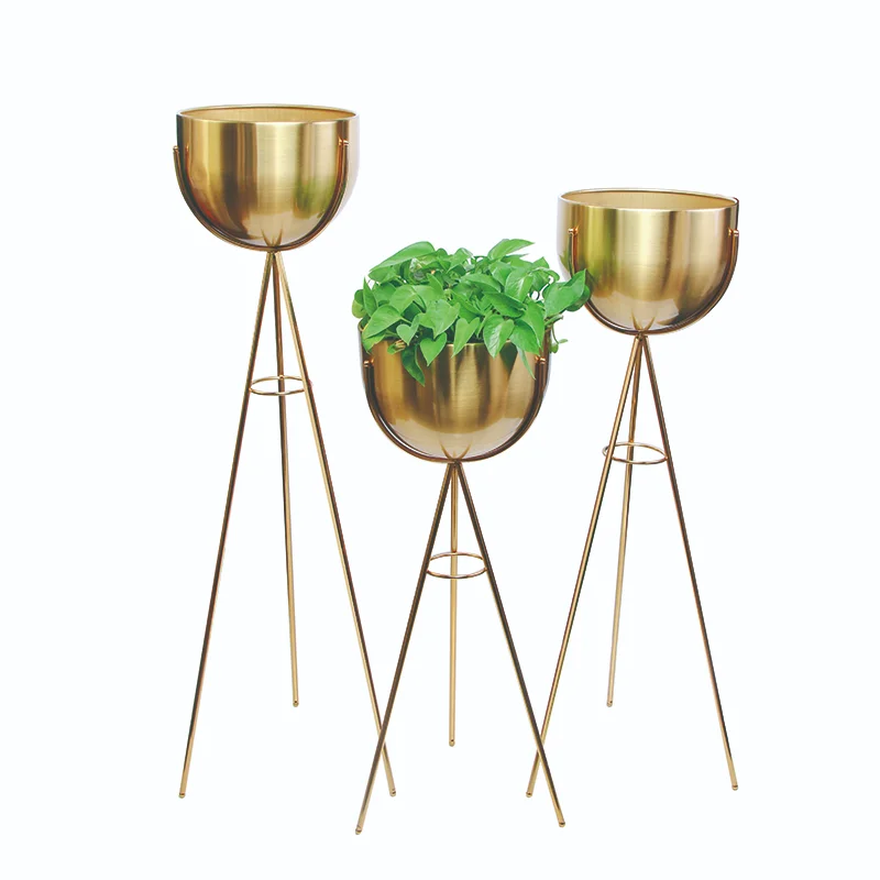 New Design Home Decorative Gold Metal Flower Vase Stand Flower Pot Outdoor Vase