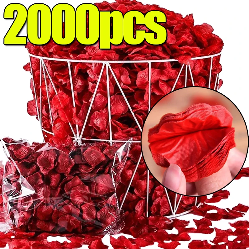 100/2000PCS Artificial Rose Petals Colorful Roses Petal Flowers for Romantic Wedding Valentine's Day Decor Reusable Party Supply