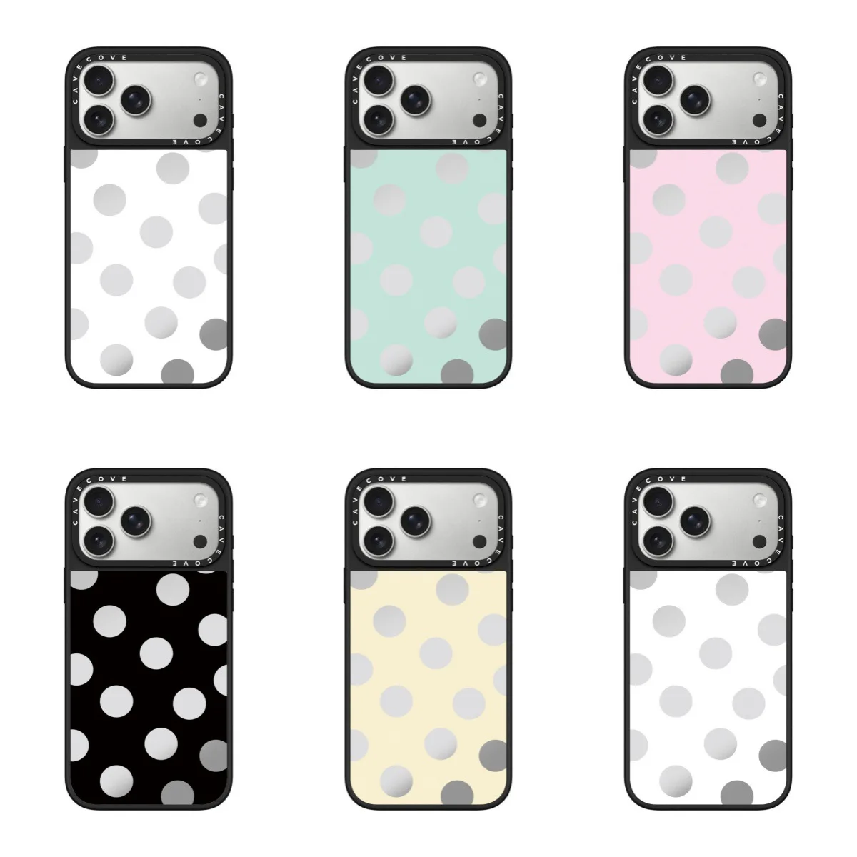 silver gray gradual change polka dot mirror MagSafe magnetic attraction suitable for iPhone17promax mobile phone case anti-drop