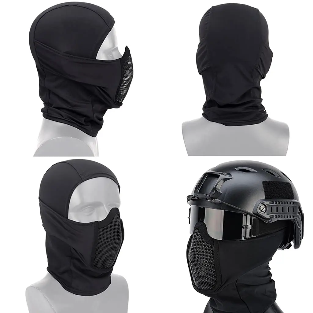 Balaclava Mask Sets, with Tactical Helmet and Three-Color Airsoft Goggles Outdoor Sports Gear, for Paintball Cosplay Party BBs