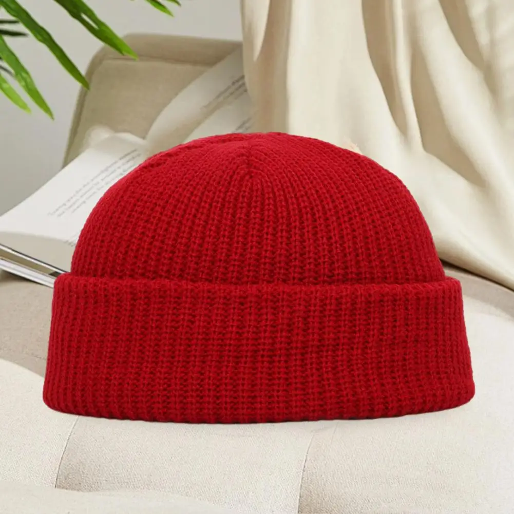 Solid Color Hat Autumn Winter Beanie Cozy Knitted Dome Hat for Winter Outdoor Activities Unisex Solid Color Ear for Skiing