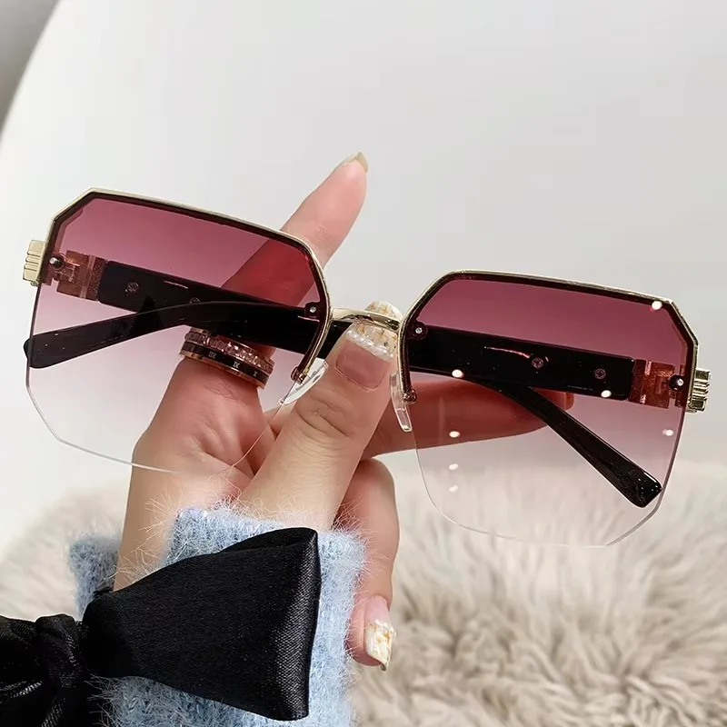 Óculos de sol quadrados de meia armação para homens e mulheres moda casual vintage personalizado ao ar livre condução praia óculos de sol 2025