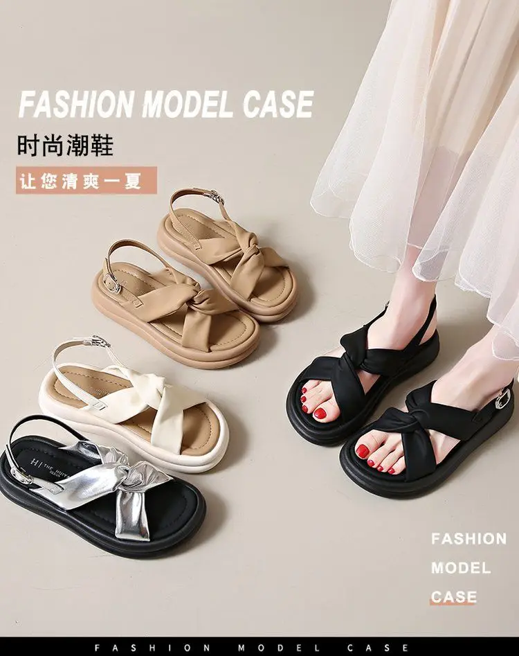 

Летние женские сандалии, модная римская нескользящая пляжная уличная повседневная обувь на плоской подошве, на толстой платформе, на танкетке, Zapatos De Mujer