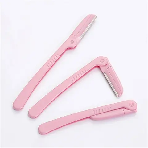 Beauty Face Eye Shaper Shaver Stainless Steel Blades Makeup Tools 3Pcs/Set Pink Folding Eyebrow Trimmer Armpit Hair Razor