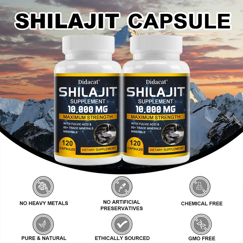 Suplemento Shilajit puro-máxima fuerza con ácido Fulvic Natural y más de 85 minerales traza, suplemento dietético vegano