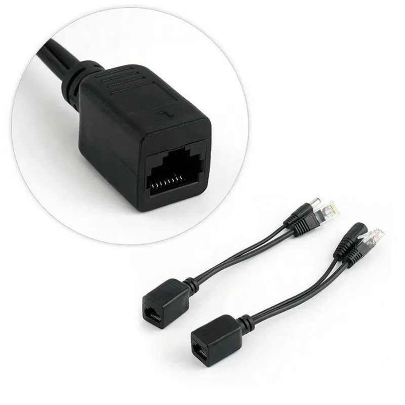 1pair POE cable white/black POE splitter Power Over Ethernet Passive PoE Injector Splitter Adapter Cable Kit