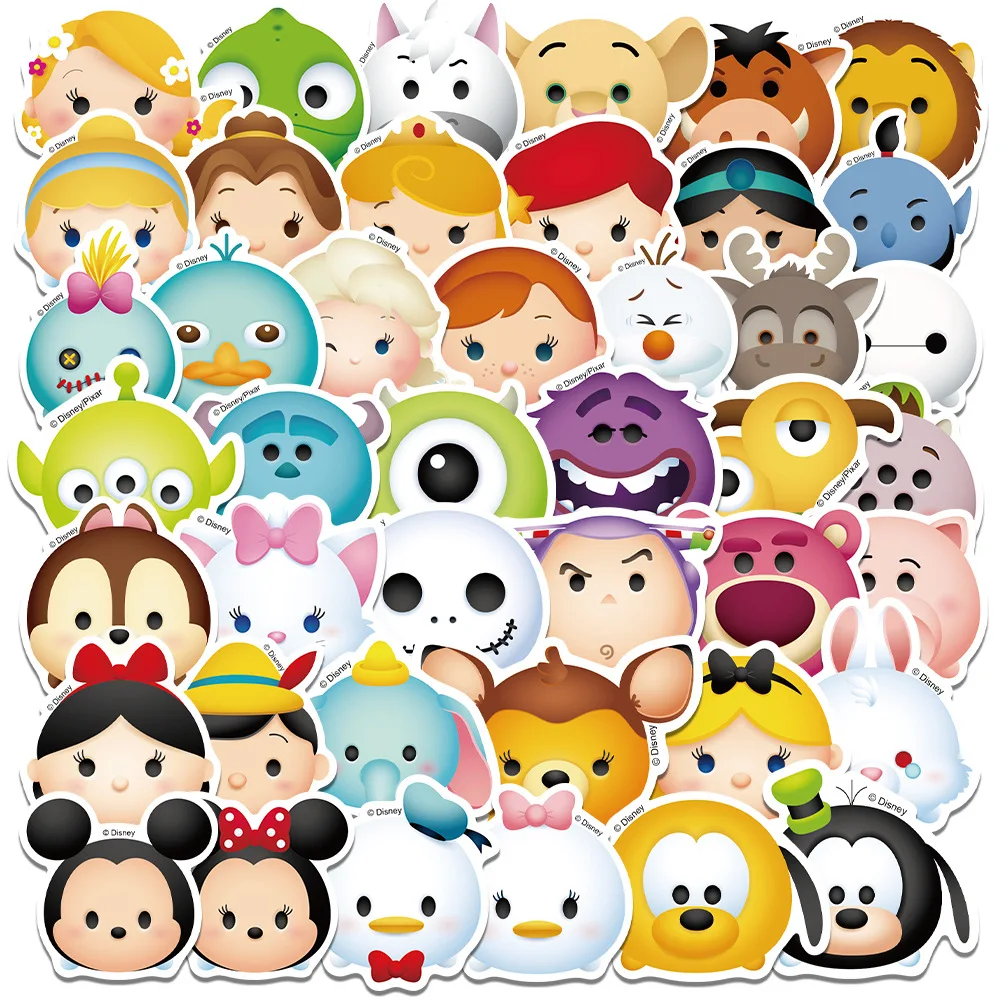 50PCS Disney Cartoon Q Version Minnie Mickey Stickers Movie Anime Decal Skateboard Laptop Cute Kawaii Sticker Pack Kids Girl Toy