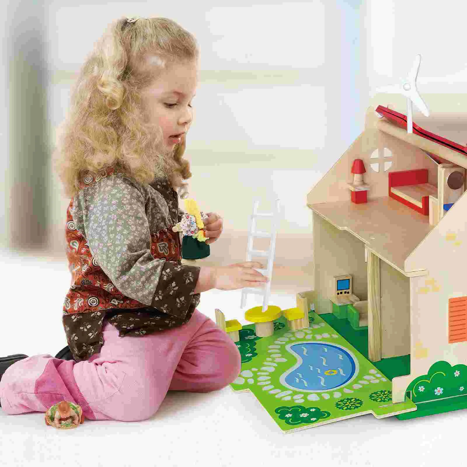 Ornement en bois de maison de mini courses, jouets pour enfants, fournitures de décorations d'échelle, meubles