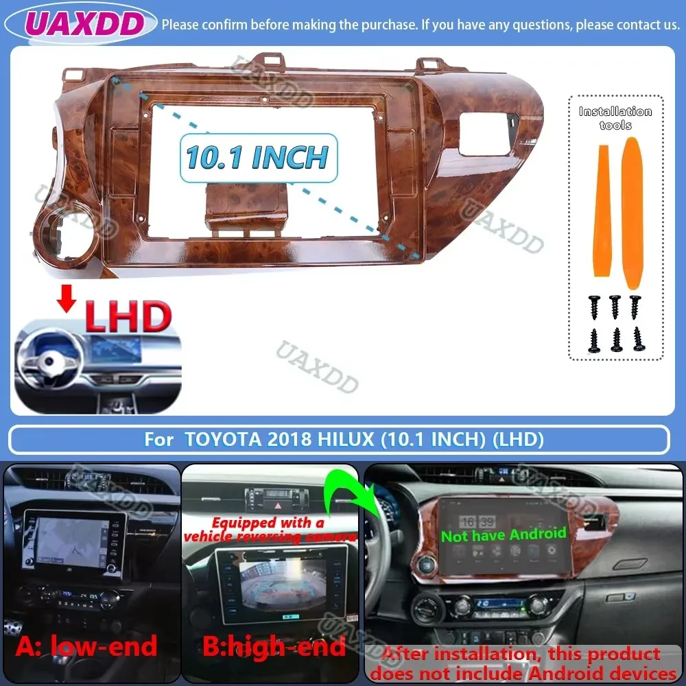 For Toyota 2015 2018 HILUX 10.1 Inch 2 Din Car Stereo Radio Android Frame Panel Fascia Cable Harness Adapter CD Dashboard Decode