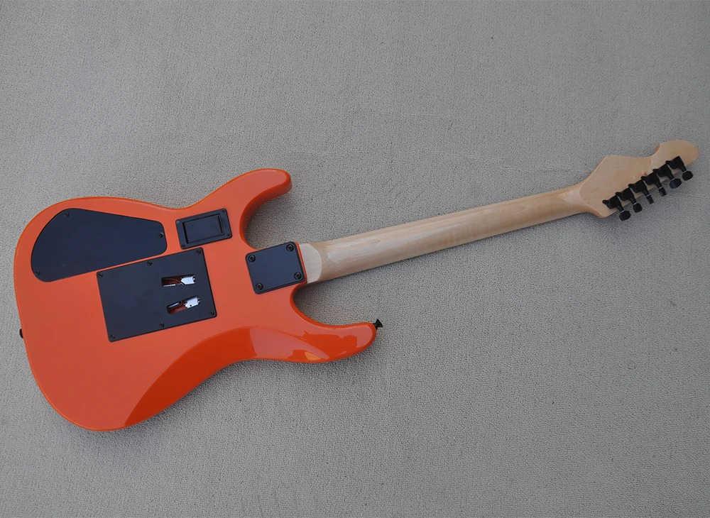 Orange Electric Guitar with Tremolo Bar,22 Frets, Maple Fretboard,Customizable