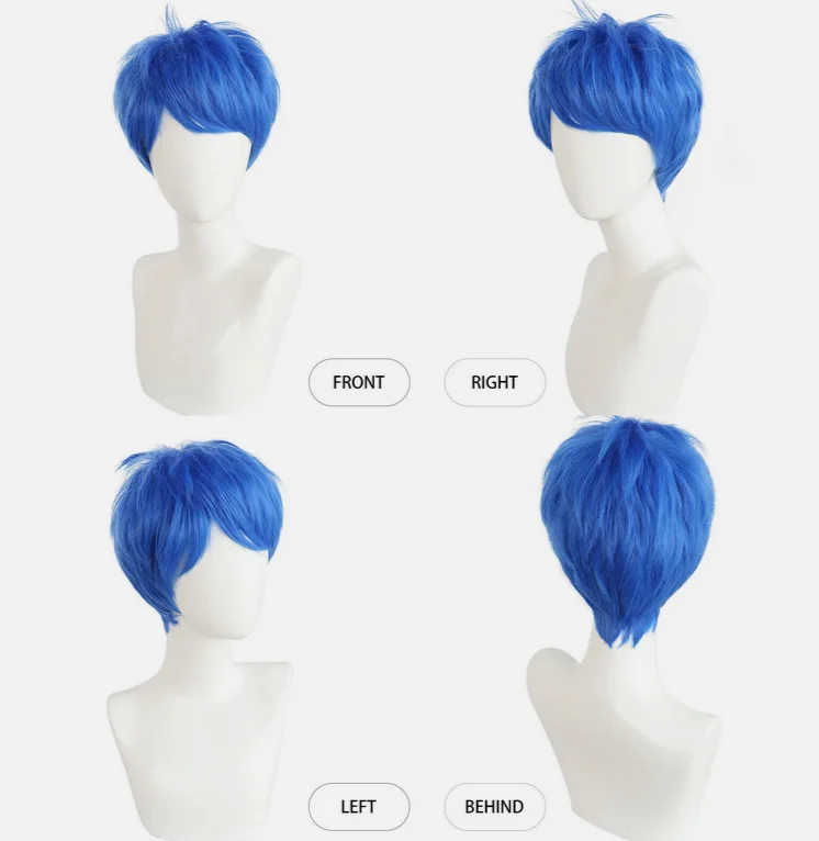 Movie Inside Out Cosplay Wig Disgust Joy Sadness Envy Anxiety Ennui Costume Wigs