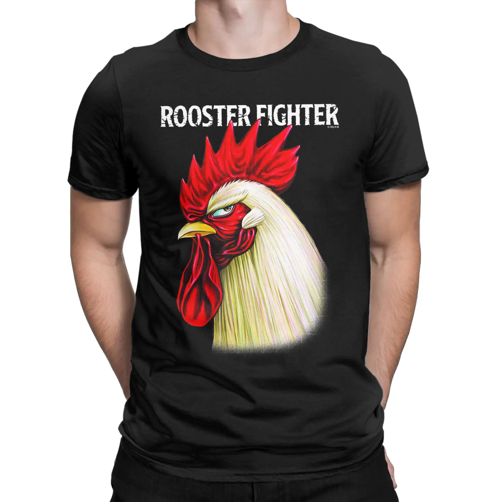 Rooster Fighter Keiji Side Profile Mean Mug Stare Down Men's T Shirts  Tee Shirt Short Sleeve O Neck T-Shirts Plus Size Clothes