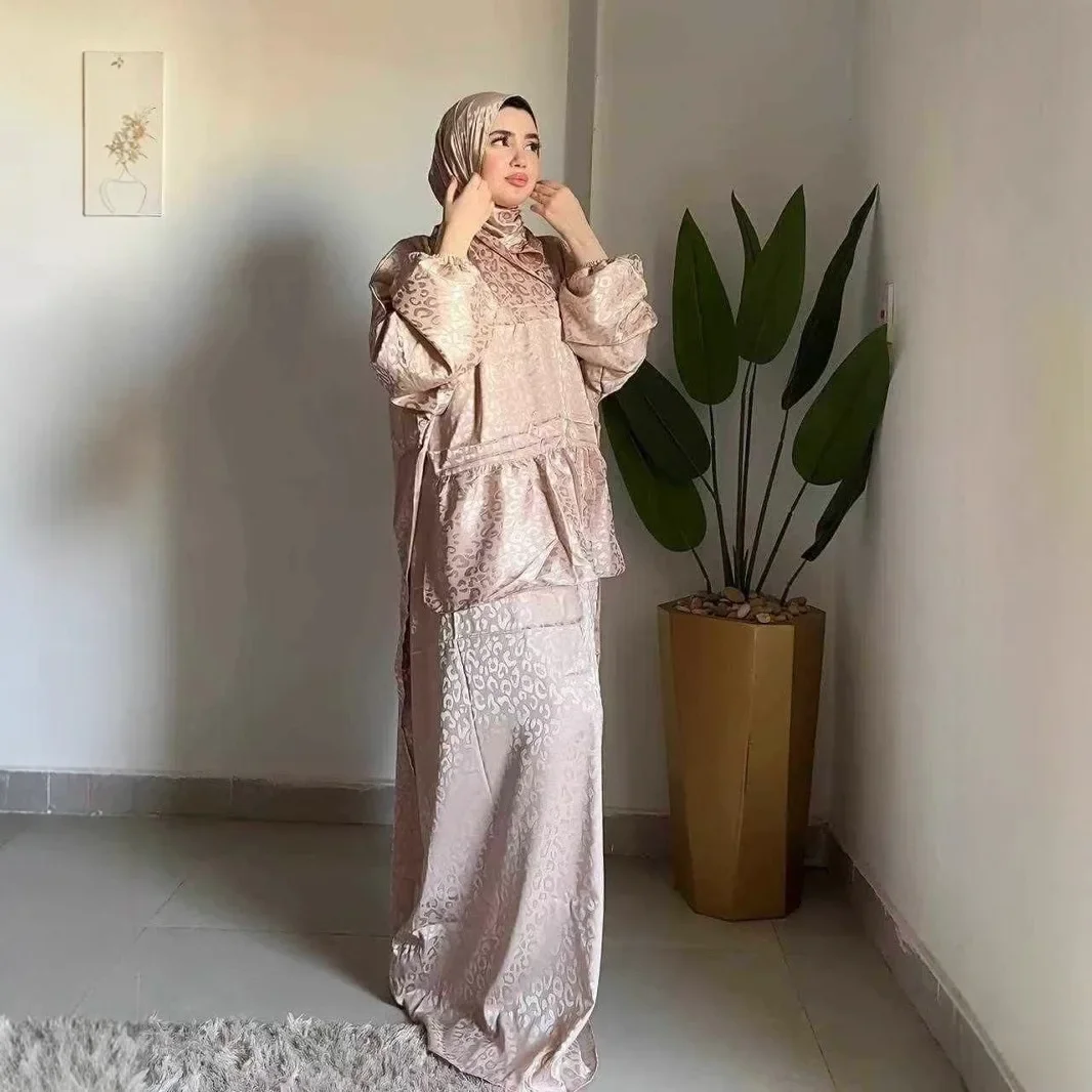 

Мусульманский атласный длинный халат, женский марокканский кафтан, шарф, цельный платок, Дубай, Джалабия, Ид, Рамадан, арабские абайи, молитвенный принт, платья