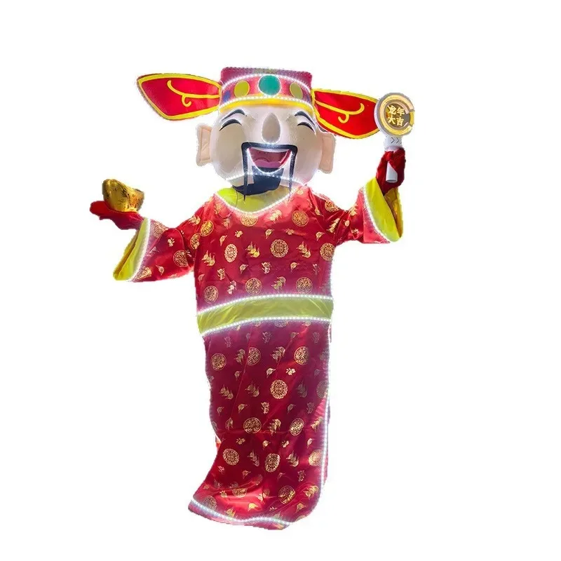 LED glowing God of Wealth costumes, mascot costumes, parade figurines, performances, and cartoon costumes for shopping malls