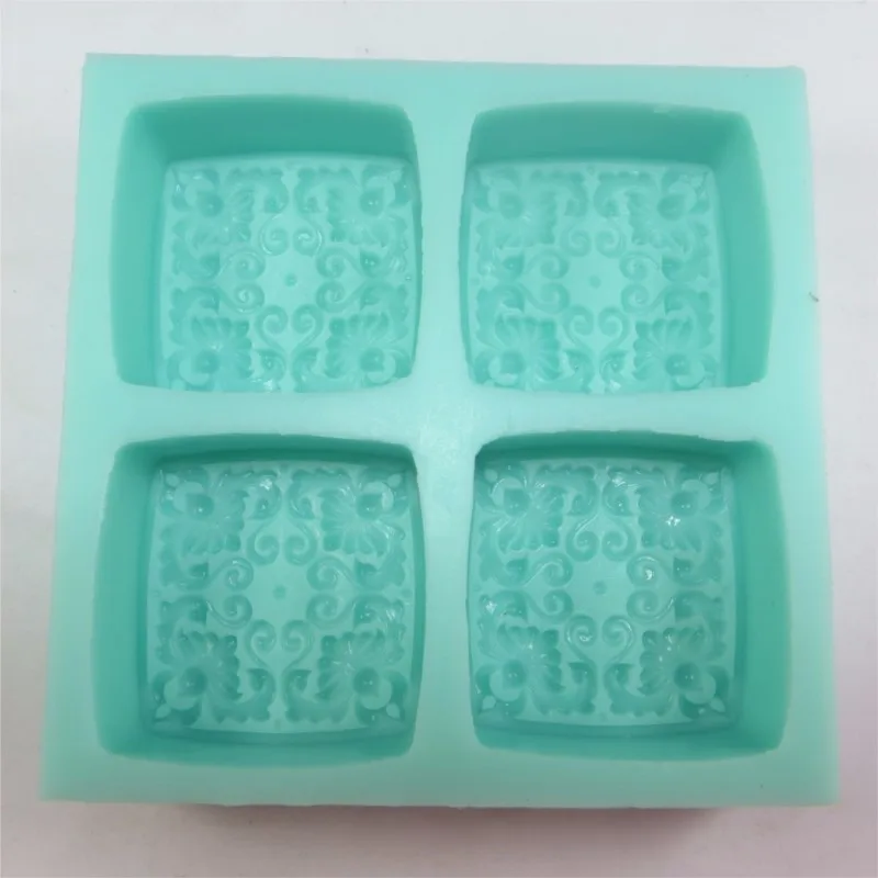 Imagem -03 - Moldes de Silicone para Sabão Molde para Sabão de Quatro Buracos Molde de Velas Artesanais para Bolos Argila Cimento Três Padrões 54125