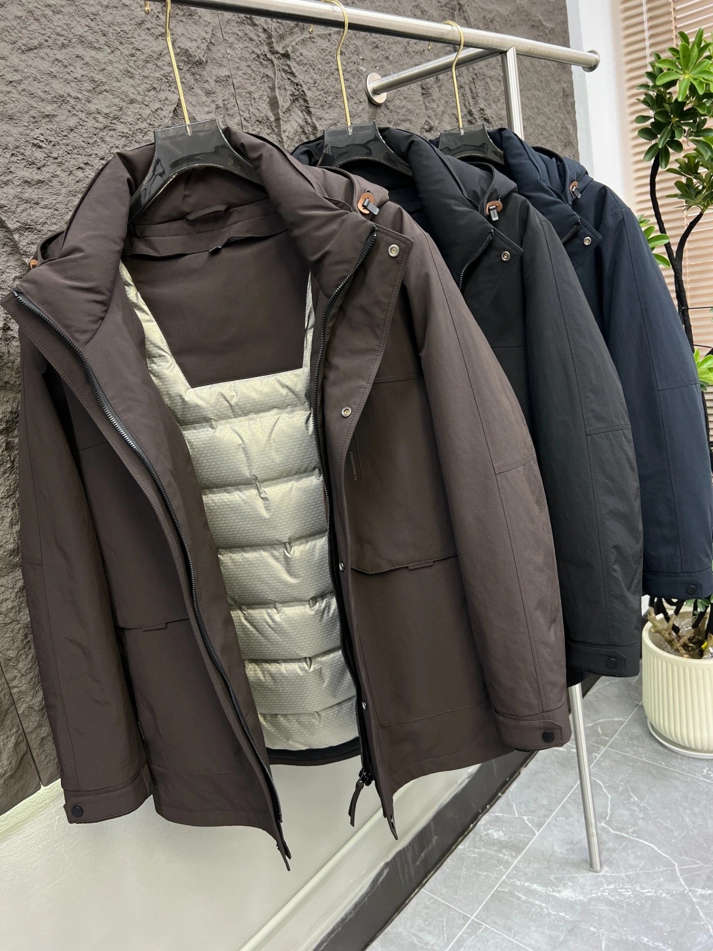 

High Cleanlin Goose down Jaet Thiened Warm Commuter Men's Clothing Detachable Inner Casual Sle Long Sve