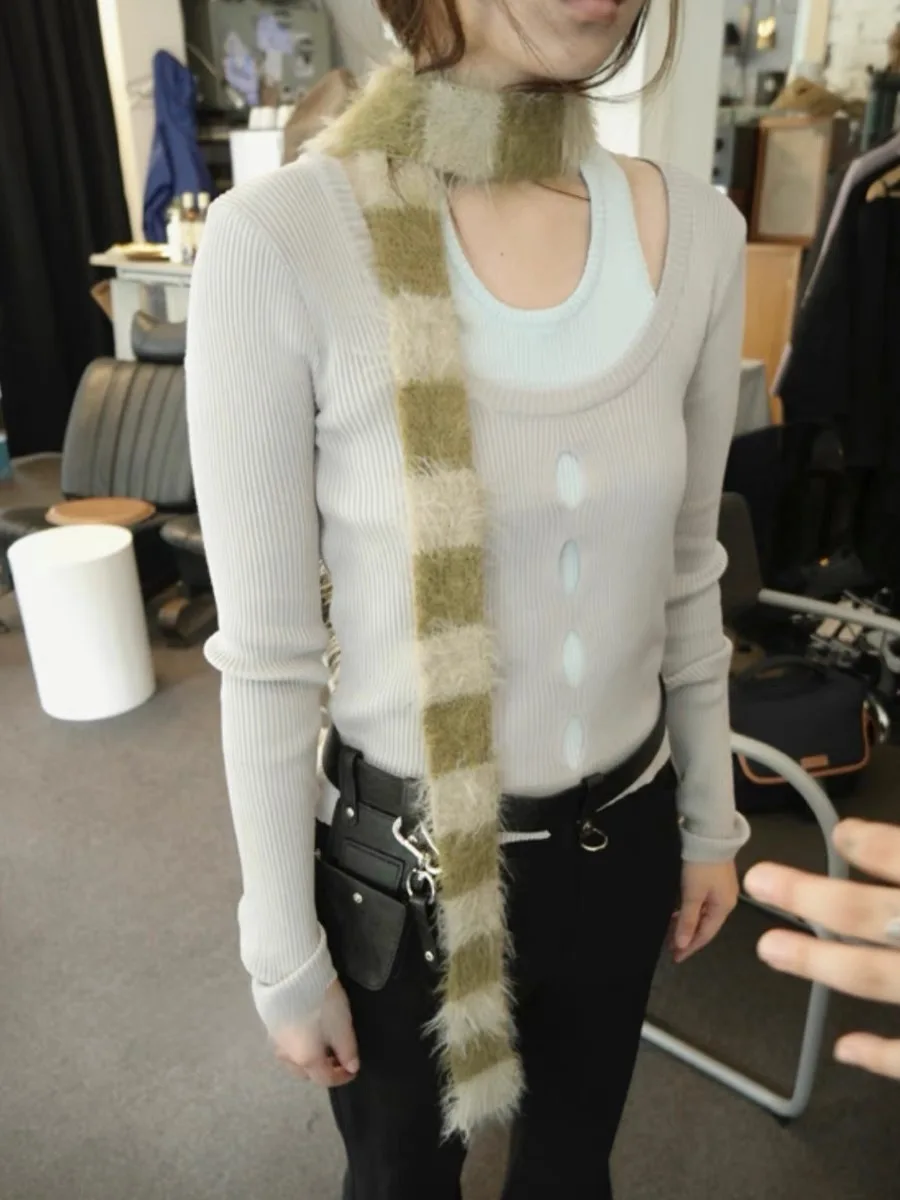 Sciarpa versione stretta a righe color sangue retrò Stratificazione Aosphere Senso Versatile accessorio invernale personalizzato