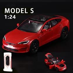 1:24 Tesla Model S MODEL Y 3 Tesla Model X Roadster Alloy Toy Car Sound Light Children Toy Collectible Birthday gift