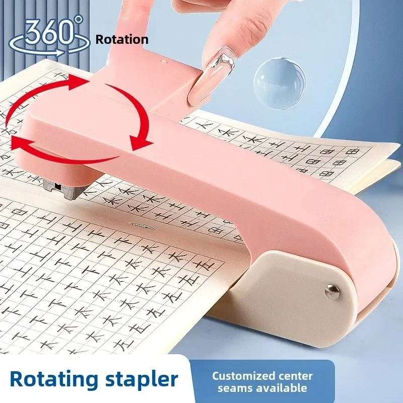 1pc 360° Rotatable Stapler with Staple Remover, Heavy Duty Stapling Machine for Home Office, Large Capacity & Strong Clutch