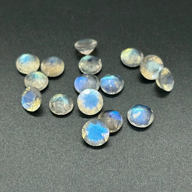 Natural Strong Blue Fire Labradorite Round Shape Faceted Cut Loose Gemstones Size 6.5mm For Jewelry Making