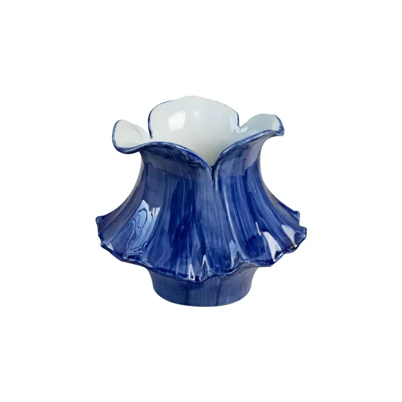 Modern Blue Ceramic Vase for Living Room Entrance Flower Arrangement Decorative Ornament Simple Style Home Decoration
