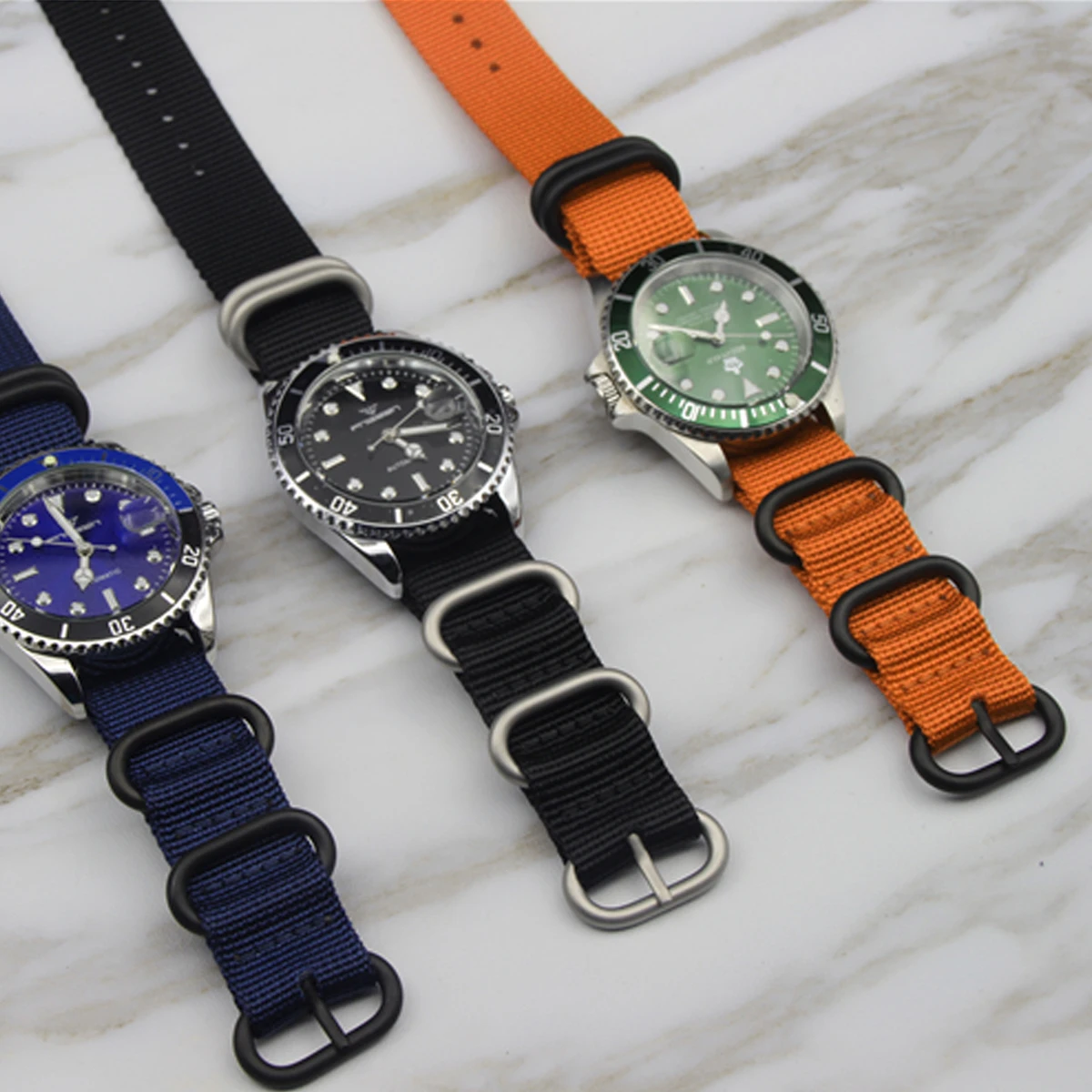 

18mm Watch Strap Webbing Durable 2-Joint Nylon Watch Band Wristband for Watch Replacement (Navy Blue with Black Buckle)