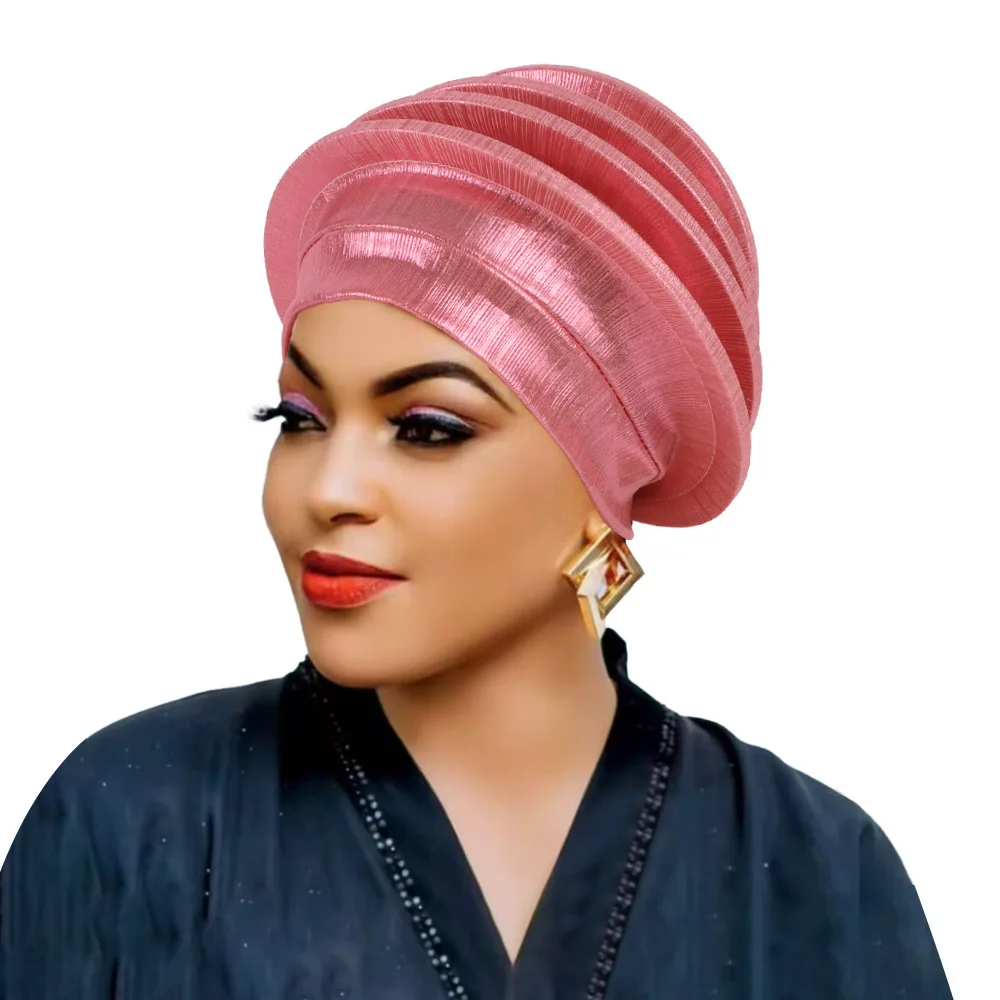 Mehrschichtige Spiral-Baskenmützen-Turbane für Frauen, Afrikanische Kopfbedeckungen, Damen-Baskenmützen, Turban Nigeria Kopfschmuck für Hochzeiten und Partys, Gele – Detail 4