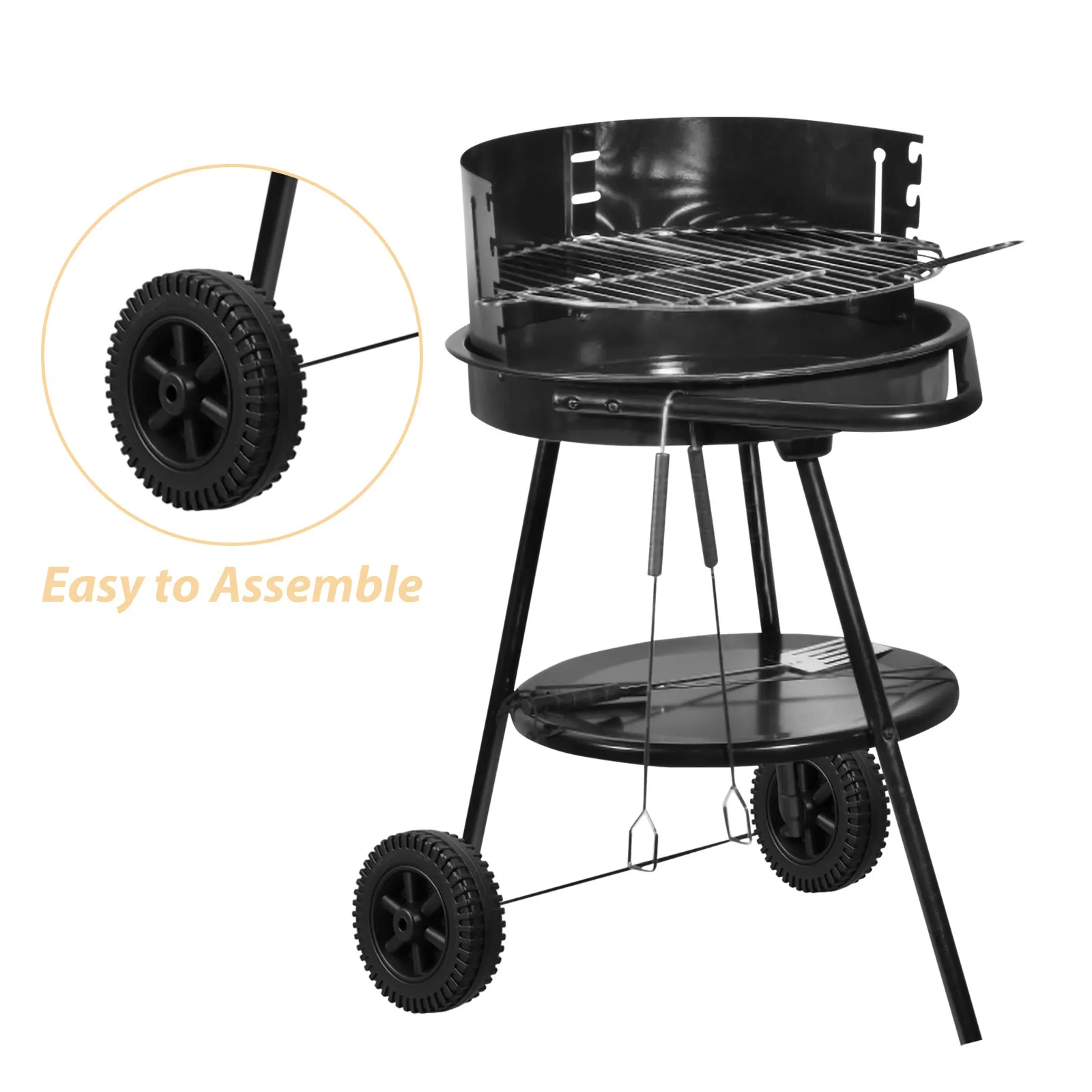 2Pcs 7 Inch Robust Blow Molded Caster Wheels for Bbq Grill Cart Oven Replacement Lightweight Yet High Load Bearing Plastic Grill
