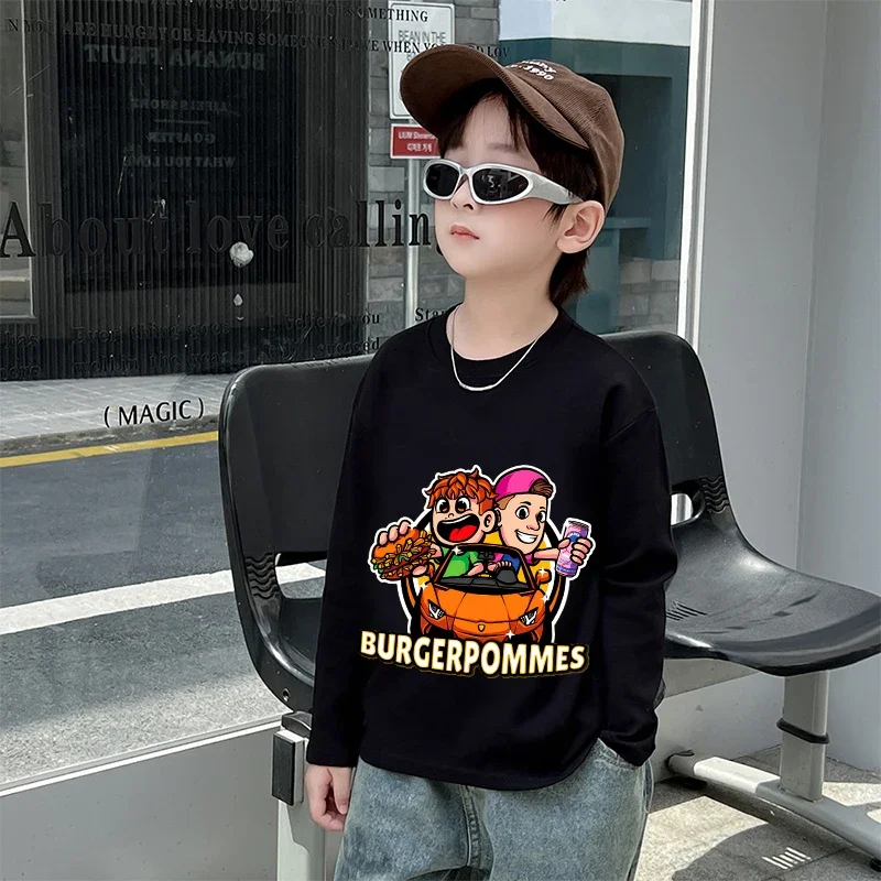 Burgerpommes Icrimax Kinder T-shirt Junge Nette Anime Gedruckt Sweatshirt Frühling Herbst Casual Trendy Langarm Top Kleidung Geschenk