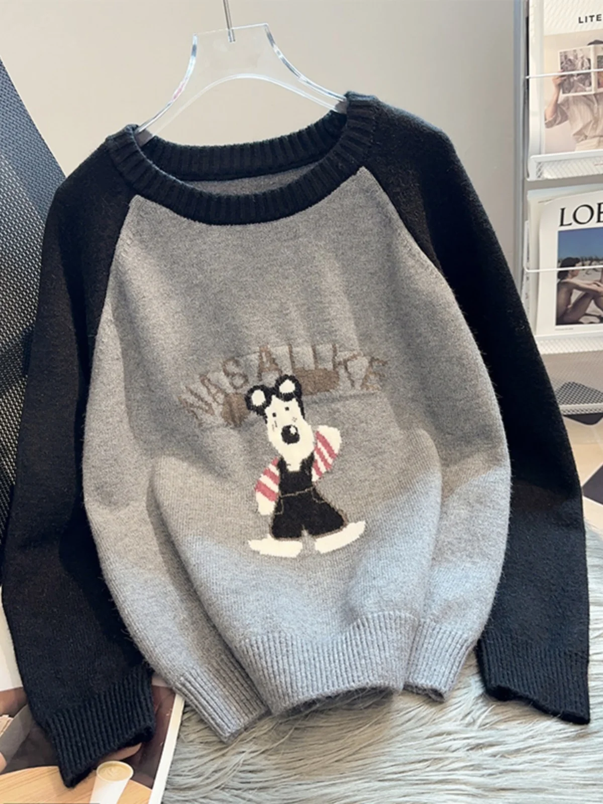 

Свободный вязаный цветной свитер с вышивкой Blo Base irt, женский осенне-зимний новый повседневный удобный свитер больших размеров, топ