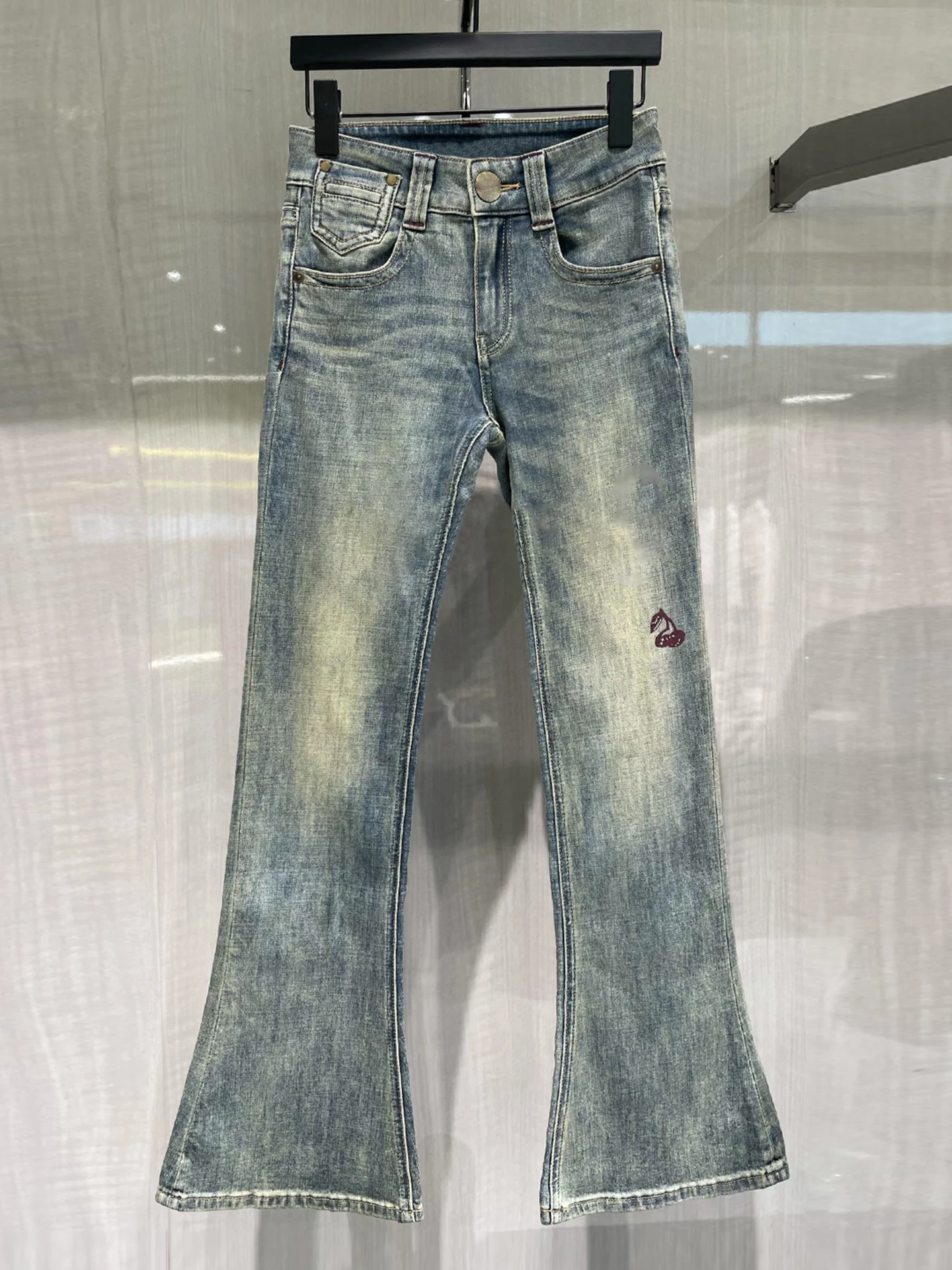 

High Waist American Vintage Washed Embroidered High Waist Jeans South Oil Premium Women's Summer Casual Straight Leg Jeans