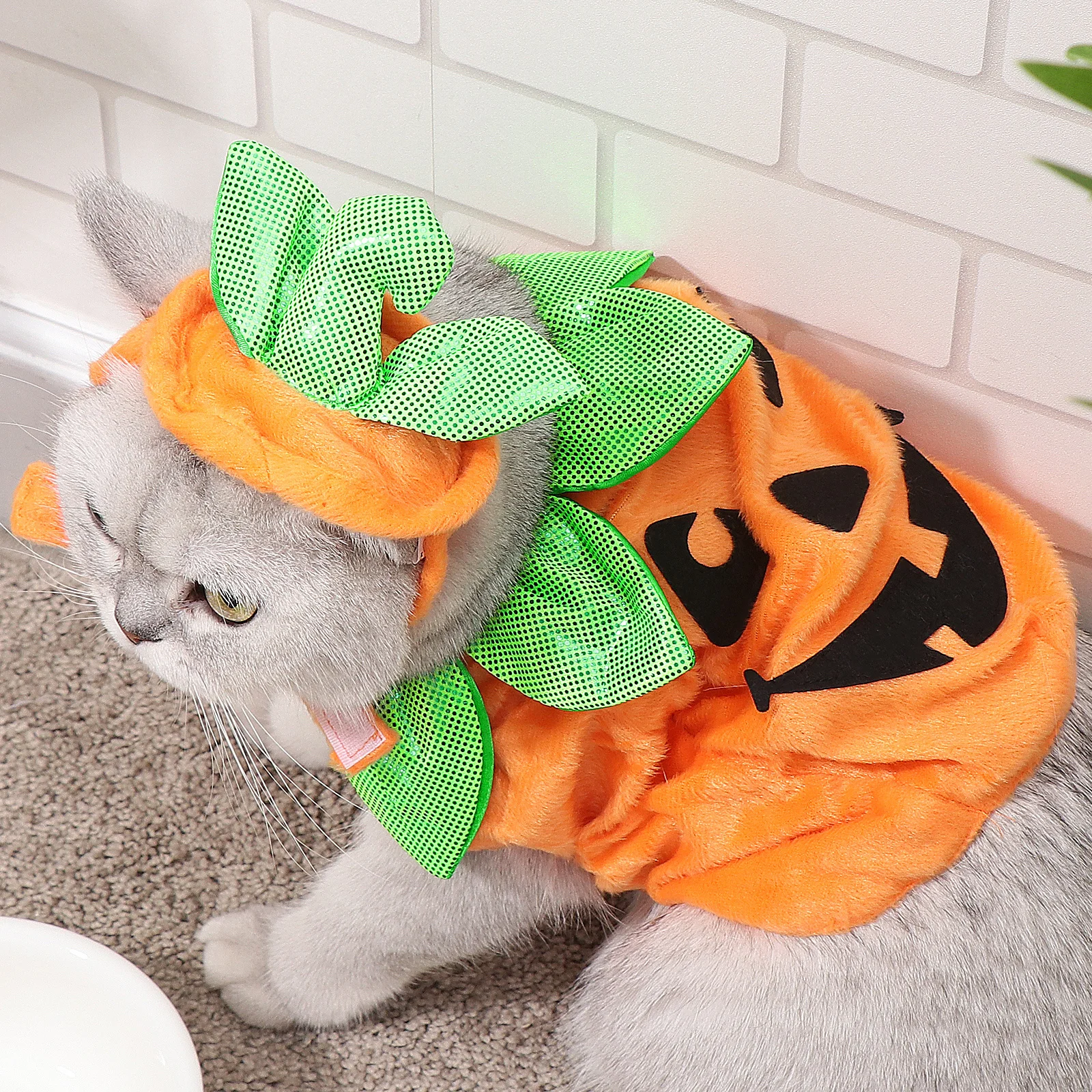 

Halloween Pet Pumpkin Hat Soft Adjustable Polyester Fabric Pet Halloween Costume for Cats Dogs Festival Pumpkin Costumes