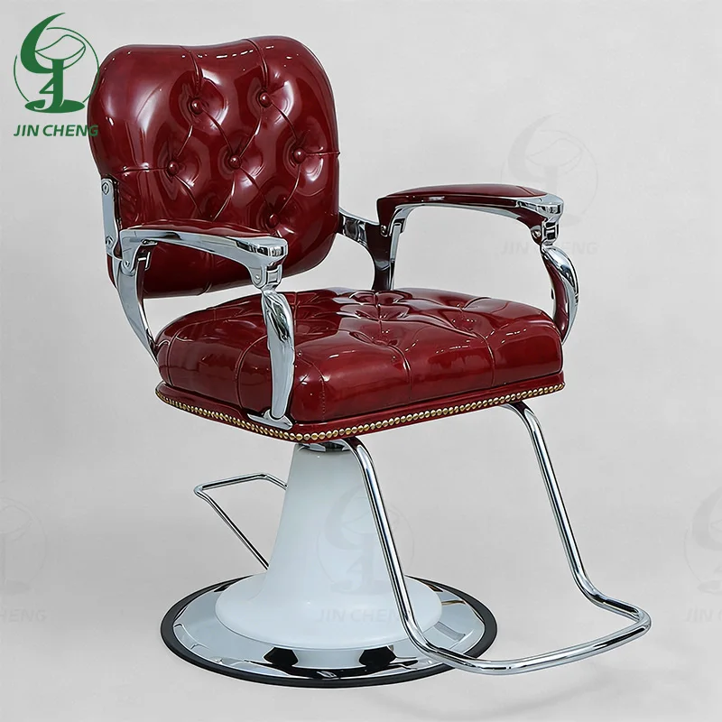 Red Beauty Salon Chair Hair Salon Furniture Button Luxury Wholesale Barber Chair Modern China Multi-function 1 Set Comfortable