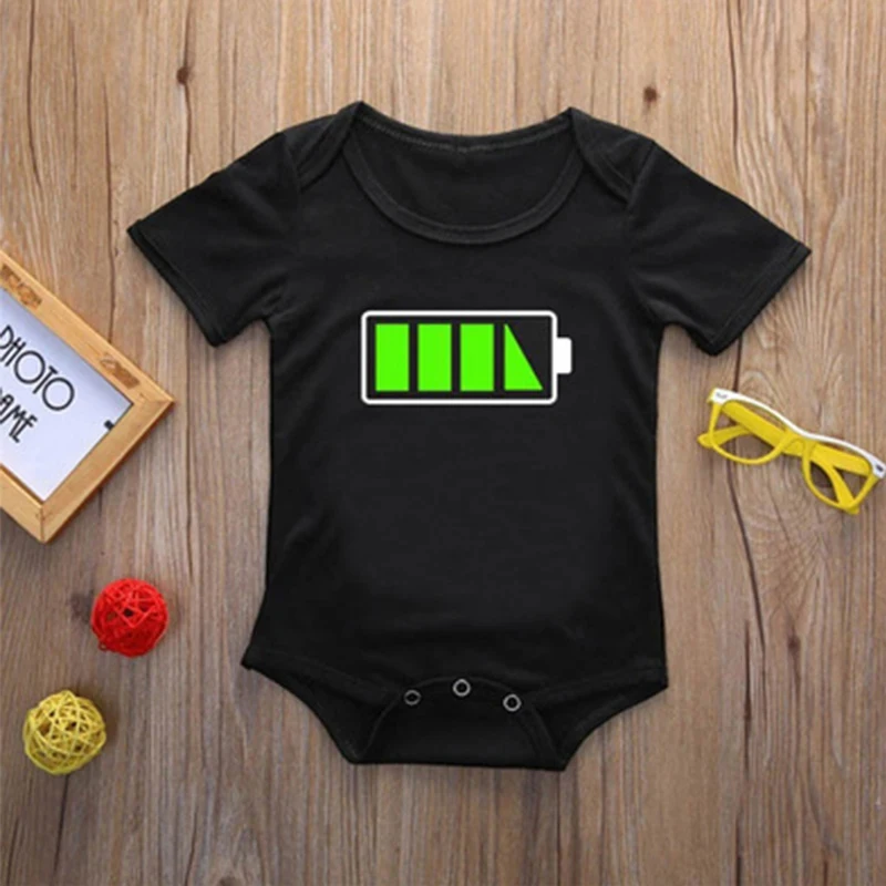 Funny Battery Print Family T Shirt Daddy Son Family Matching T-shirts Parent-child Family Clothes Kids Casual Tops Tees