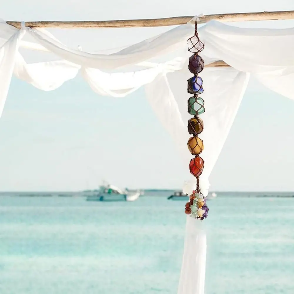 

Creative 7 Chakras Crystal Hanging Ornament Mysterious Charming Car Hanging Pendant Handmade Natural Stone Ornaments Home Decor