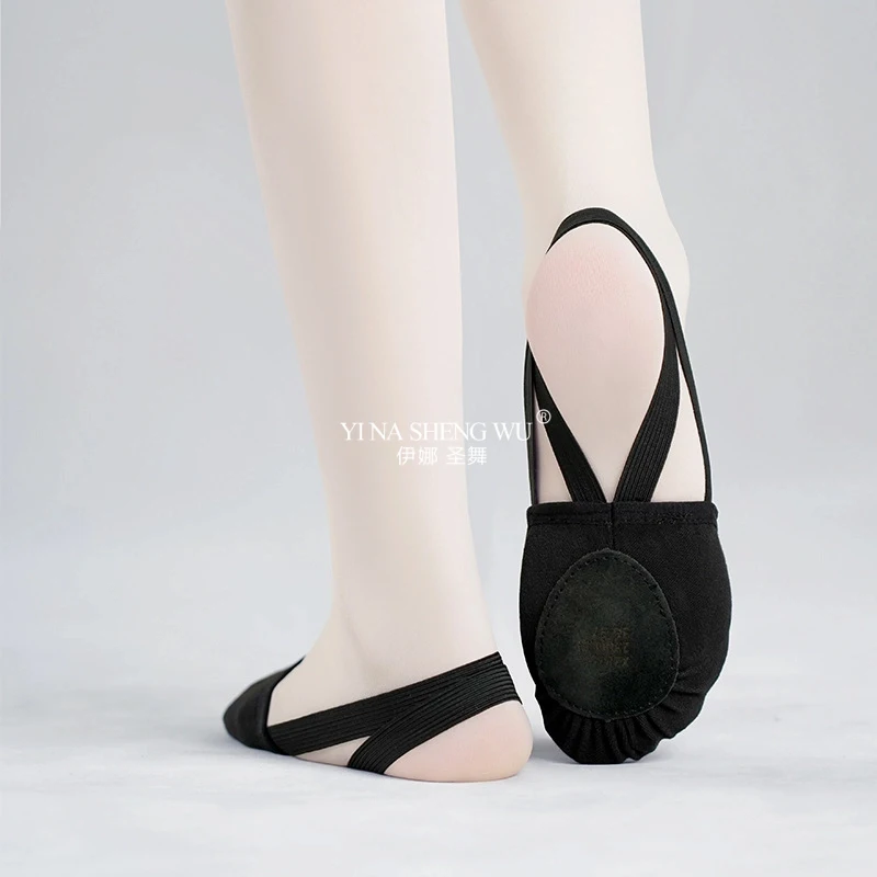 Zapatos de danza del vientre para niñas, zapatos de Ballet elásticos de suela blanda, zapatos de medio pie para adultos y niños, zapatos de baile con banda elástica para gimnasia rítmica