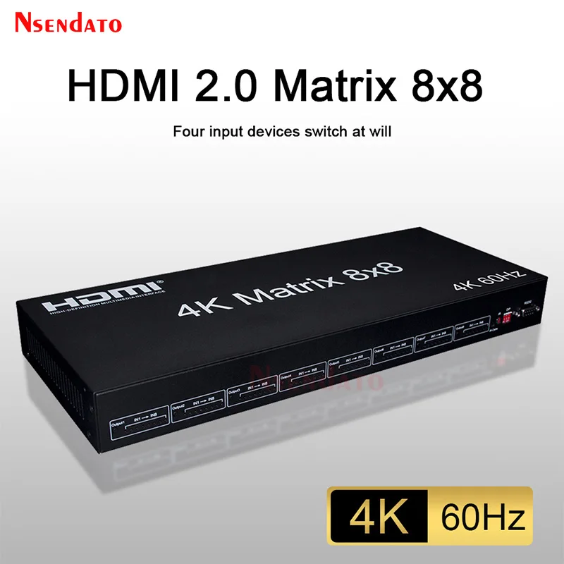 4k 60Hz HDMI Matrix Switch 8x8 8 In 8 Out Matrix HDMI Splitter Switcher Adapter with EDID RS232 For PC To TV Monitor