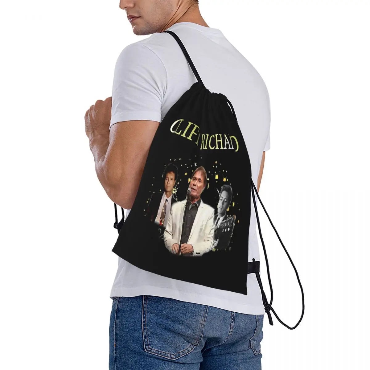 Bands Top Selling Cliff Richard Backpacks Fashion Drawstring Bundle Pocket Sports Bag Book Bags for Travel Students